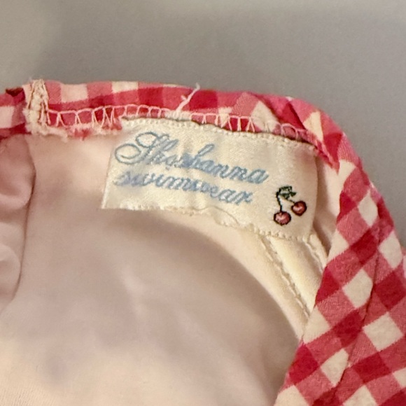 Shoshanna Swimwear Red Gingham Bikini Retro Cherry Logo sz L - Picture 5 of 5